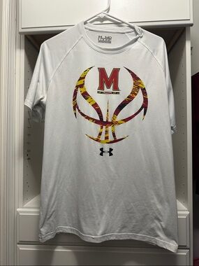 Under Armour White Maryland 'M' Performance Short-Sleeve Shirt